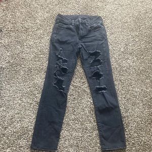 size 2 black ripped american eagle jeans